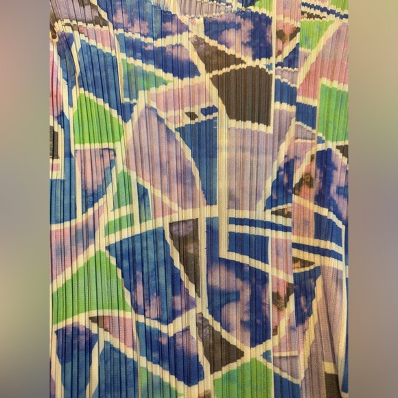 ISSEY MIYAKE PLEATS PLEASE CANAL TOP PURPLE GEEEN BLUE NWOT - Picture 10 of 12